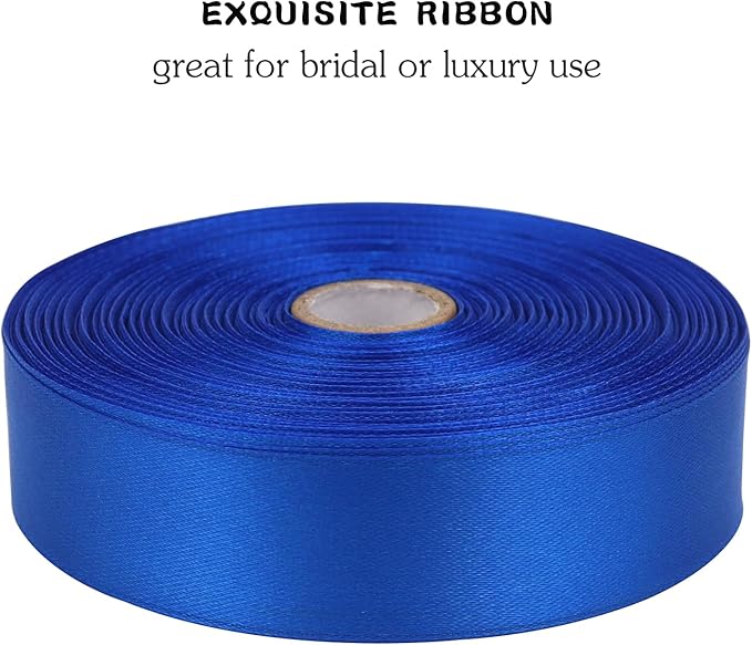 Blue Solid Satin Ribbon 1 Inch 50 Yards Solid Polyester Fabric Ribbon - Image 4