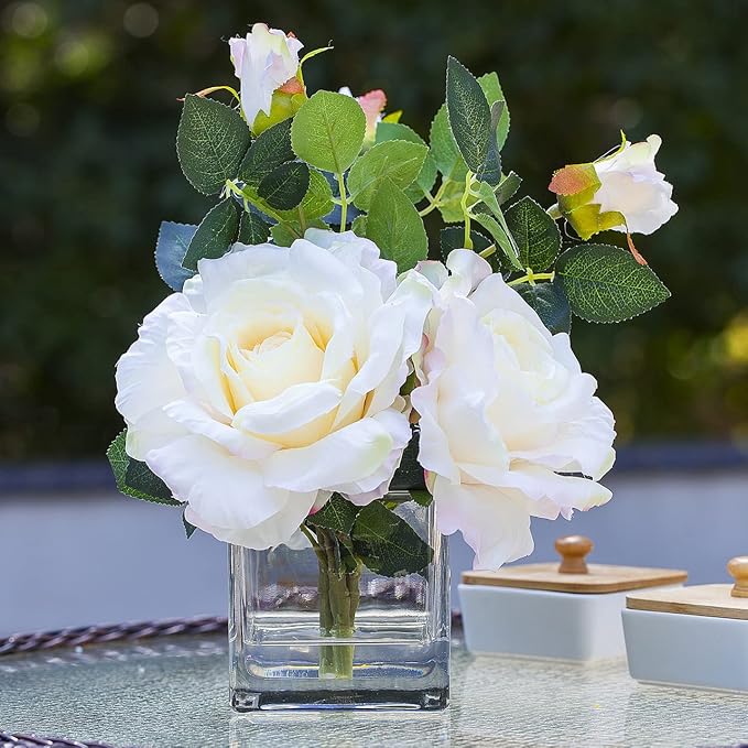 Enova Floral Set of 4 Cube Glass Vase, Floating Candle Holders, Table - Image 5