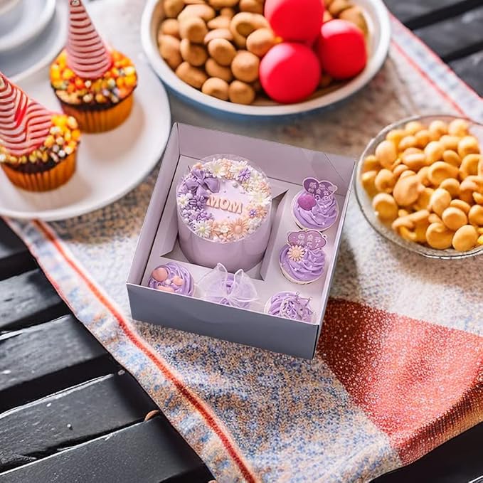 Bento Cake and Cupcake Box 2-in-1 4-inch Cake and 5 Cupcakes Box 5 Sets - Image 8