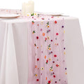 BINBE 1pcs Pink Daisy Fall Table Runner Embroidery Gauze 10FT Florals Seasonal by BINBE