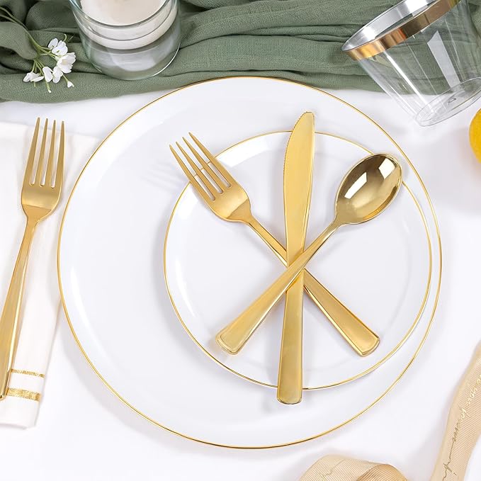 Festiva 350Pcs Gold Plastic Plates - Image 6