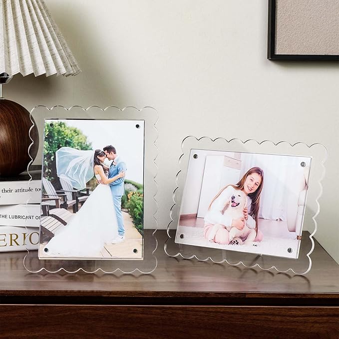 Cuspin 5x7 Acrylic Frames Set of 2 Scalloped Picture Frame - Image 2