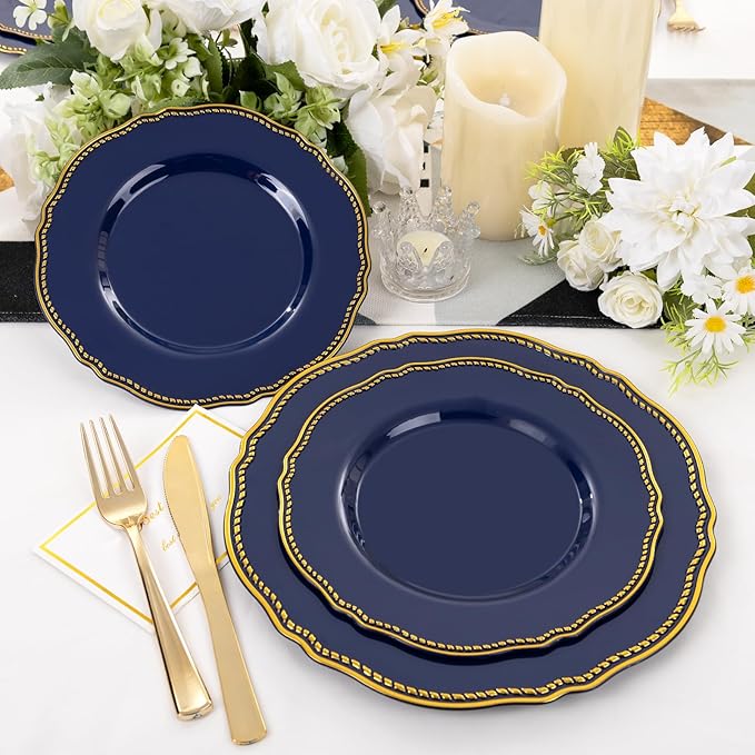 Hioasis 60pcs Blue Plastic Plates - Image 2