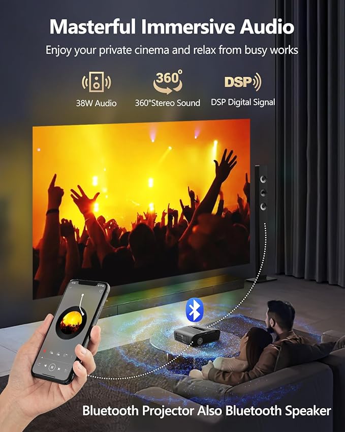 4K Projector Auto Focus HDR WiFi 6, Smart Daylight Projector 4K High Lumen 2300 - Image 6