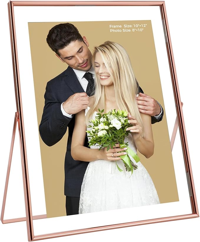 Rose Gold Floating Frame, For Picture 9x11, Tabletop Shelf Photo Frame by AhaGoOfficial