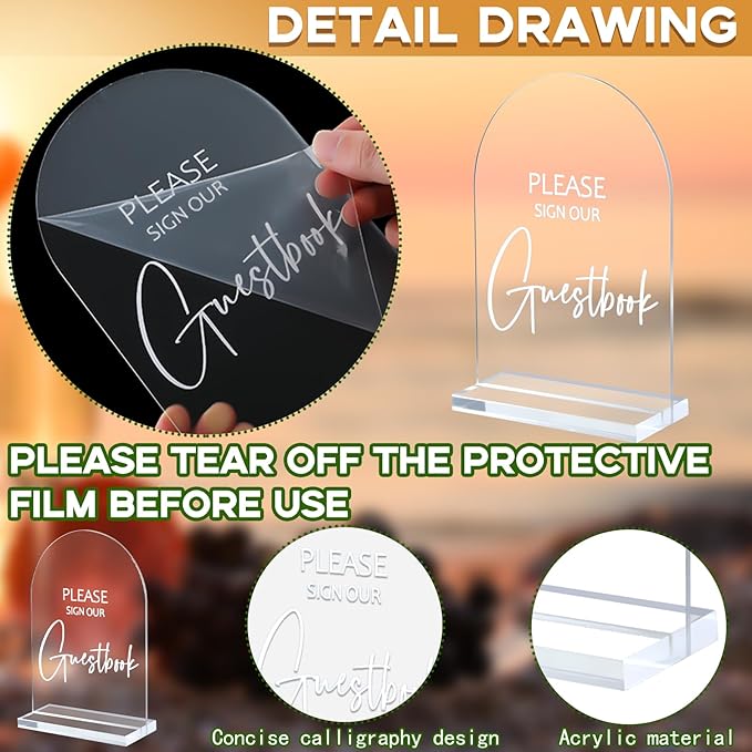 Chunful 4 Pcs Clear Acrylic Wedding Sign - Image 2
