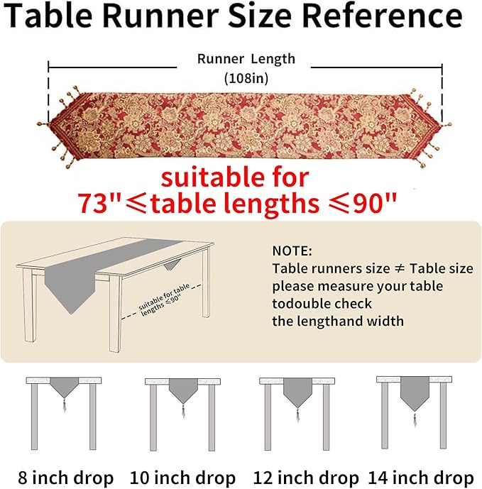 Luxury Vintage Table Runners 108 inches Long Embroidery Jacquard Fabric - Image 2