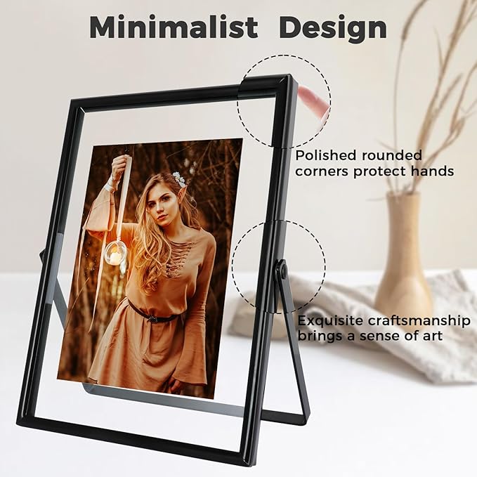 Black Floating Frame, For Picture 4x6, Tabletop Shelf Photo Frame, Classy Gift - Image 4