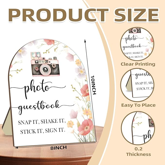 Wedding Photo Guestbook Desk Plaque, Floral Decor Party Welcome Sign, Bridal - Image 2