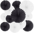 20 Pcs Black White Hanging Paper Fan, Hanging Honeycomb Round Paper Fans by Zankubom