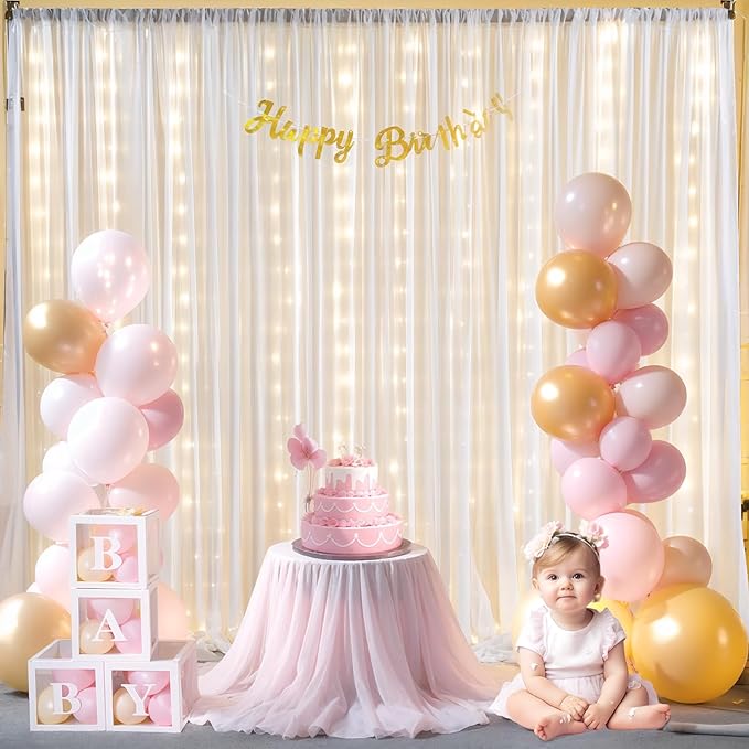 10x10ft White Sheer Backdrop Curtain - Image 3