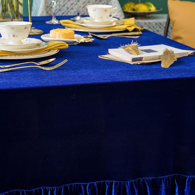 Velvet Tablecloth Luxurious Solid Rectangle Table Cloth, Oblong Retro Farmhouse - Image 9