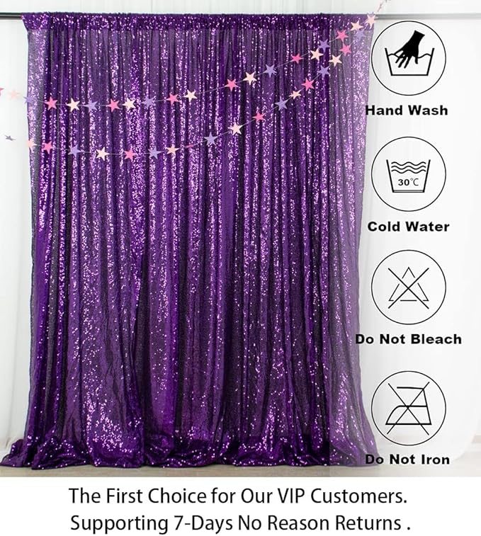 ShinyBeauty Sequin Backdrop 10FTx10FT Purple Backdrop Background Glitter Drapery - Image 5