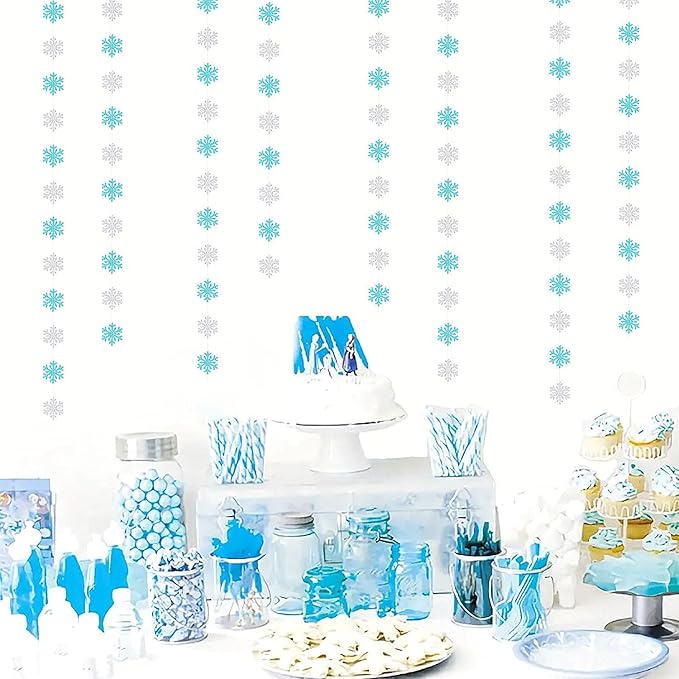 Snowflake-Snow Teal-Silver Christmas Party-Decoration Garland - 52ft Turquoise - Image 5