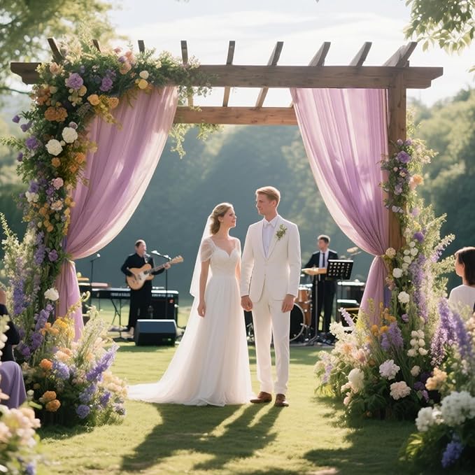 VOK Wedding Arch Draping Fabric Chiffon Fabric, 29in x 18Ft 2 Panels Sheer - Image 3