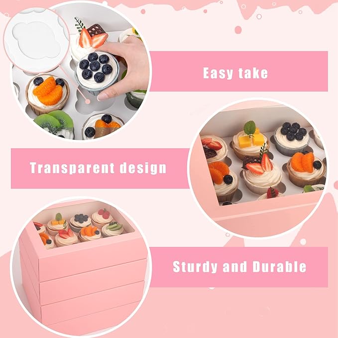 VGOODALL 12 Count Cupcake Boxes - Image 5