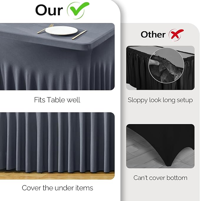 Wish Care 2 Pack Gray Spandex Table Clothes - Image 4