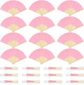 12 Pieces Pink Hand Held Bamboo Folding Fans Paper Fans Handheld by Bringsparkletoeverydaylife