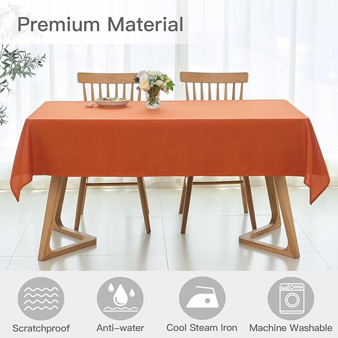 maxmill Linen Textured Rectangular Tablecloth Water Resistance Antiwrinkle - Image 3