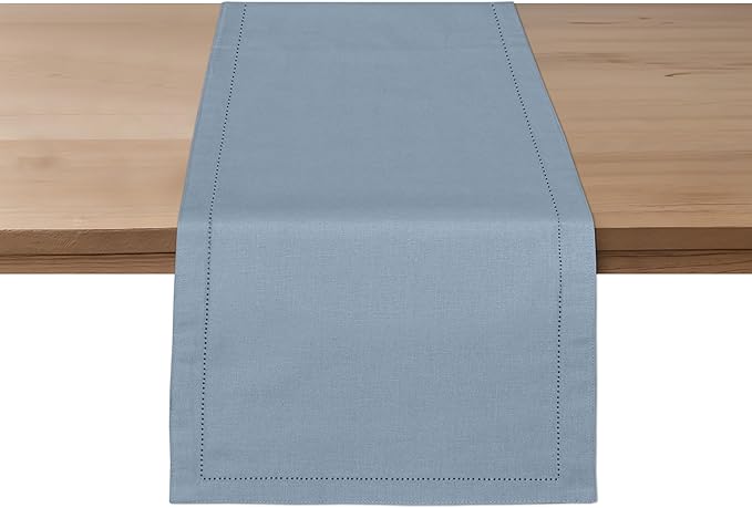 Ruvanti Linen Table Runner 90 Inches, Classic Hemstitch, Non-Slipping, Stain by Ruvanti