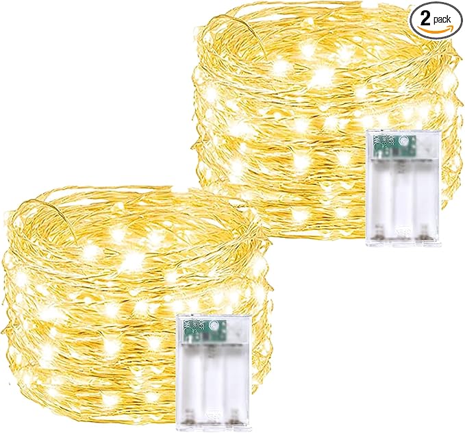 2 Pack 20FT 60LED Battery Operated Fairy Lights by BOSSERN