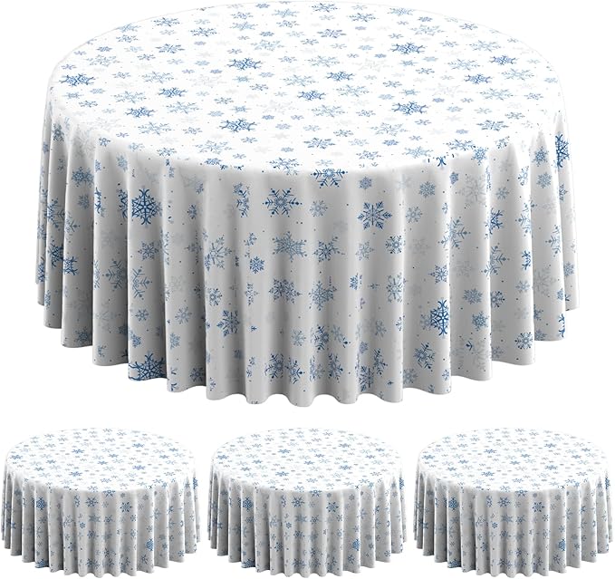 3 Pieces Christmas Snowflake Plastic Party Tablecloth Decorations, Disposable by JectivsPartyDecorations