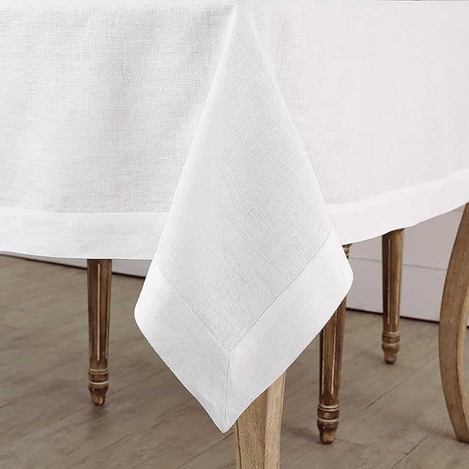 Solino Home Linen White Tablecloth 60 x 132 Inch - Image 3