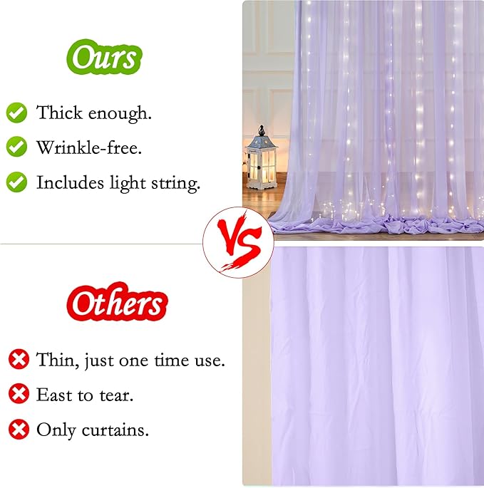 10ft x 10ft Lavender Chiffon Backdrop Curtain - Image 2