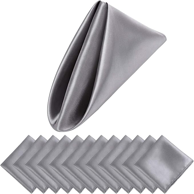 Aneco 12 Pieces Satin Napkin Square 20 x 20 Inches Dinner Napkins Weddings by Aneco