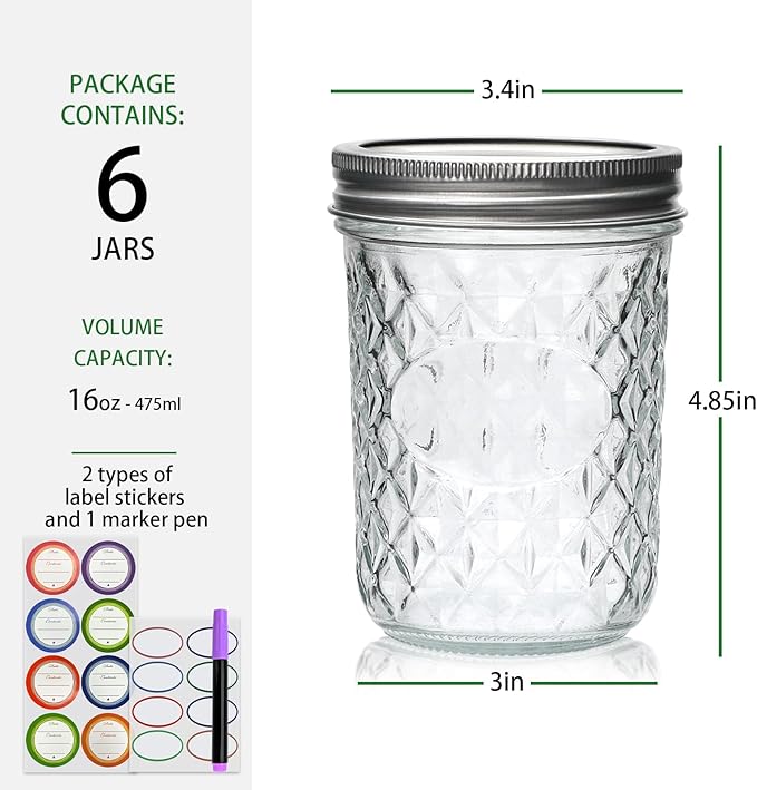 Mason Jars 16oz, Canning Jars - Image 2