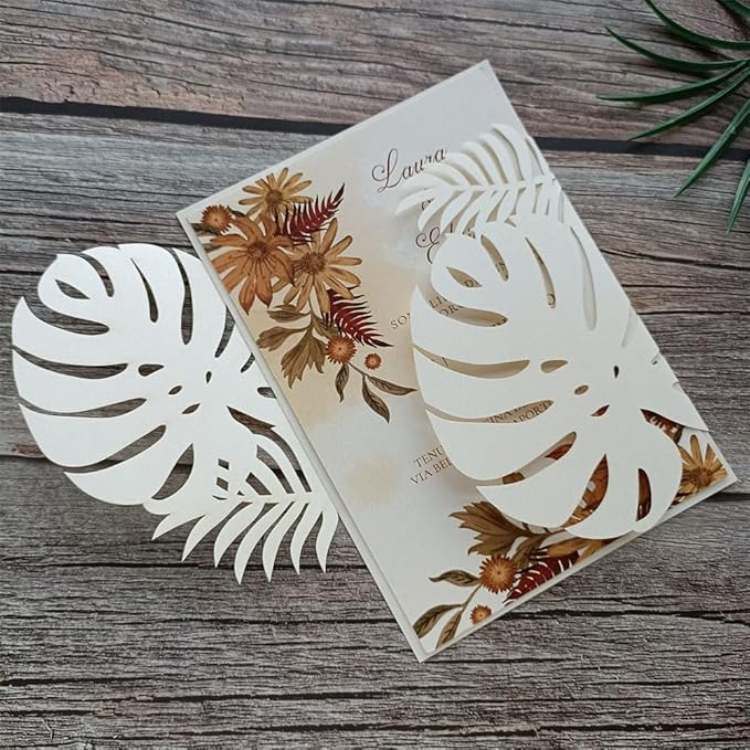 MillaSaw 20pcs Palm Wedding Invitations Cards - Image 4