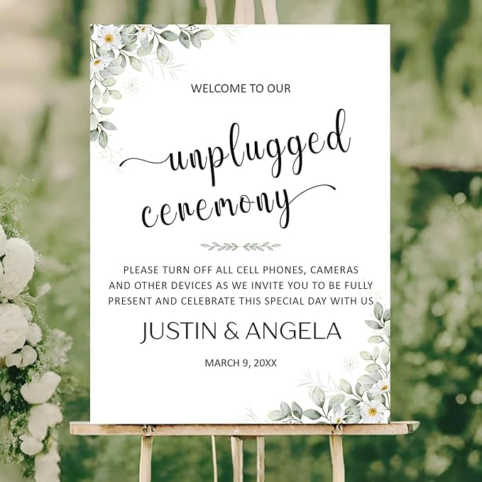Unplugged Ceremony Yard Sign – Personalized Wedding Welcome Sign – No Phones or - Image 2