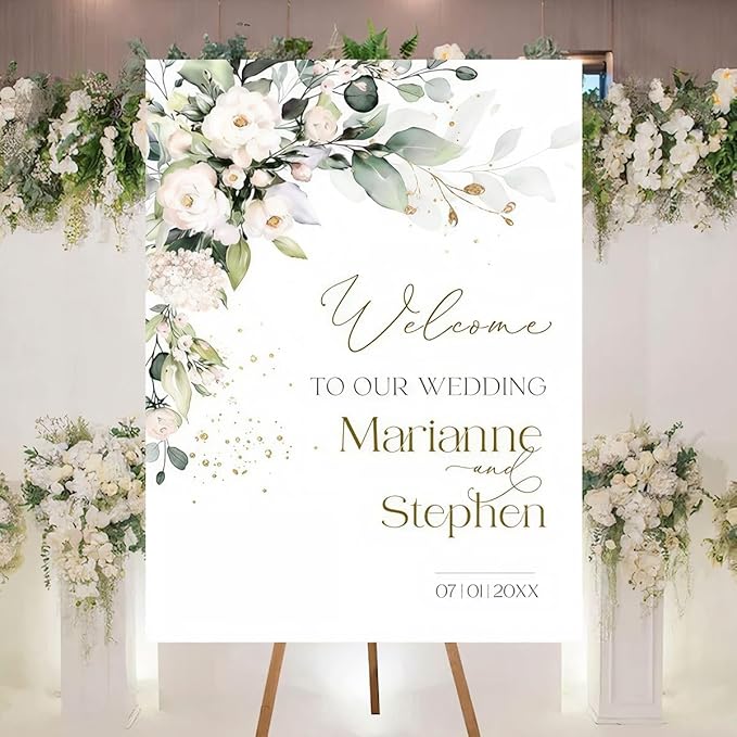 Personalized Welcome To Our Wedding Sign, Wedding Decorations, Flowers Wedding by Custom