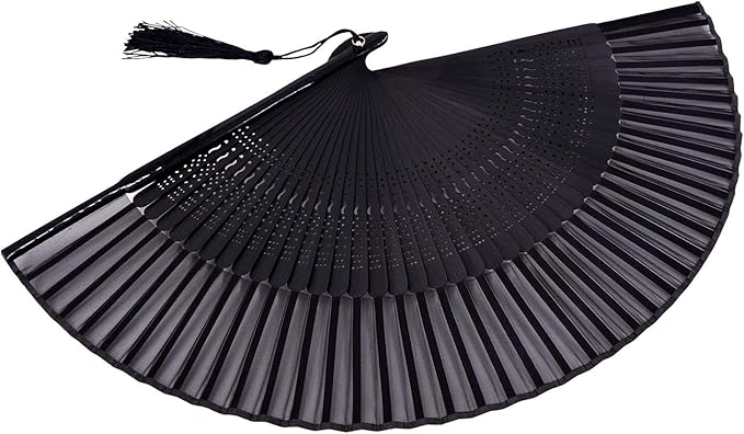 Amajiji 8.27" Hand Held Bamboo Silk Folding Fan Hand Fan, Chinese/Japanese - Image 3