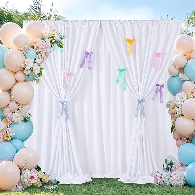 White Wedding Backdrop Curtain : 2 Panels 5.8×8ft Backdrop DIY Creative - Image 3