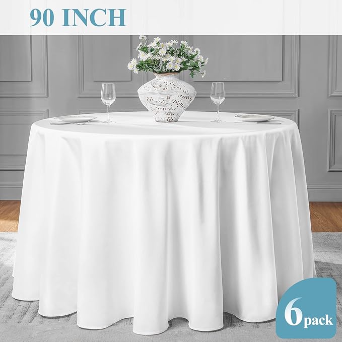 VidaFete 6 Pack 90inch Round Tablecloth Polyester Table Cloth，Stain Resistant - Image 5