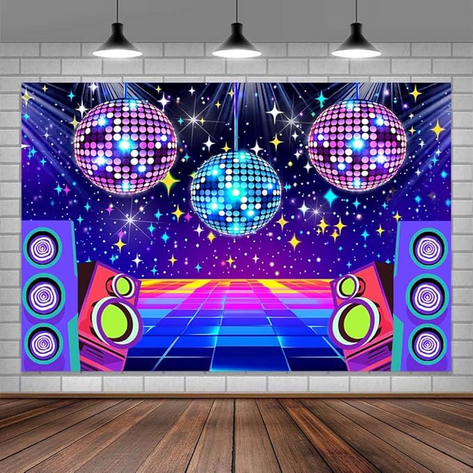 Disco Backdrop 7 x 5 ft Retro Glow Party 70s 80s 90s Theme Stage Dance by MERCHR