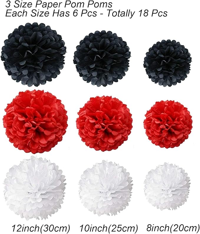 Hanging Paper Fan Set, Tissue Paper Pom Poms Flower Fan and Honeycomb Balls - Image 3