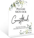 Greenery Please Sign Our Guestbook Sign, 6 x 8 Inch White Arch Acrylic Wedding by Qoqxjodd