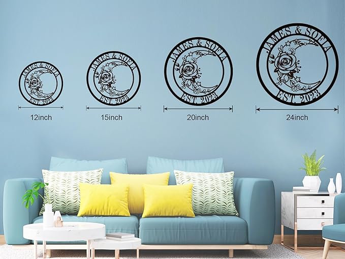Moon Metal Floral Art Decor Black Boho Large Floral Moon and Star Phase Wall - Image 5