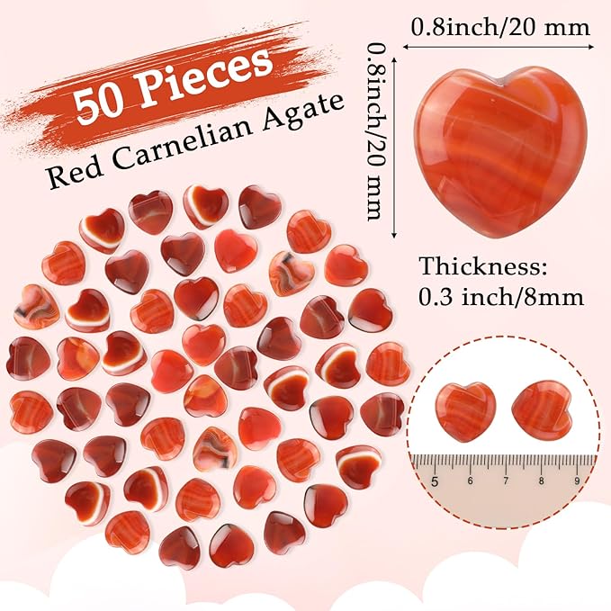 Gerrii 50 Pcs Heart Healing Stone Bulk Quartz Heart Inspirational Stones Gift - Image 2
