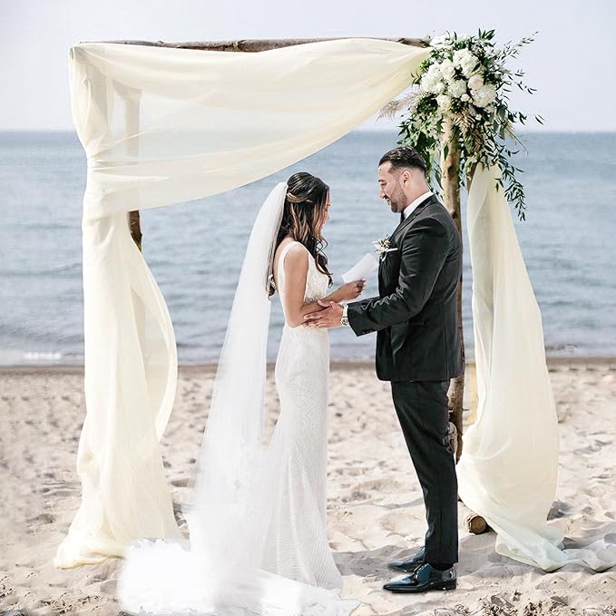 Wedding Arch Draping Fabric, 1 Panel 28" x 19Ft Ivory Arch Drapes Sheer - Image 4