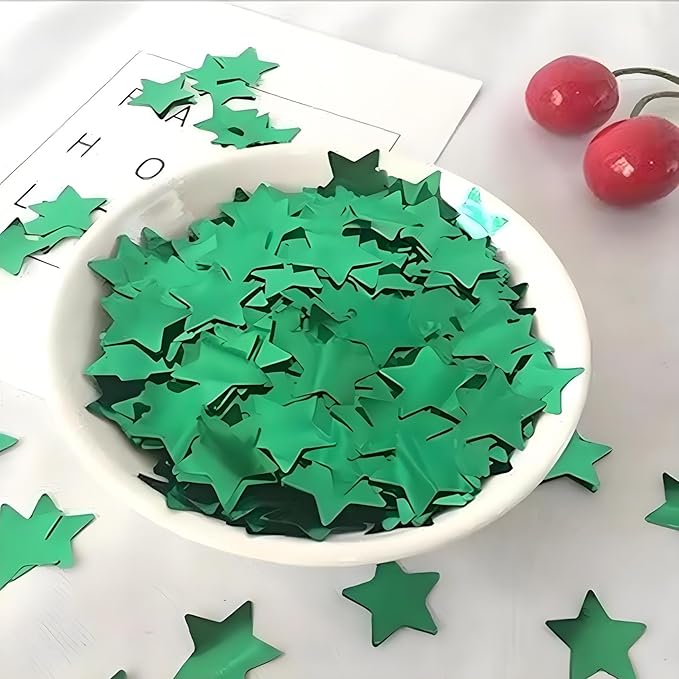 Green Star Foil Confetti Beautiful Metallic Table Confetti Glitter - Image 3