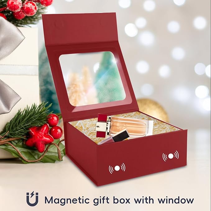 TIACABO Red Gift Box with Window, 7.5"x7.5"x3.1" Bridesmaid Boxe - Image 7