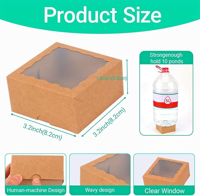 RomanticBaking 3 ¼" x 3 ¼" x 1 ½" 50PCS Chocolate Truffle Boxes - Image 2