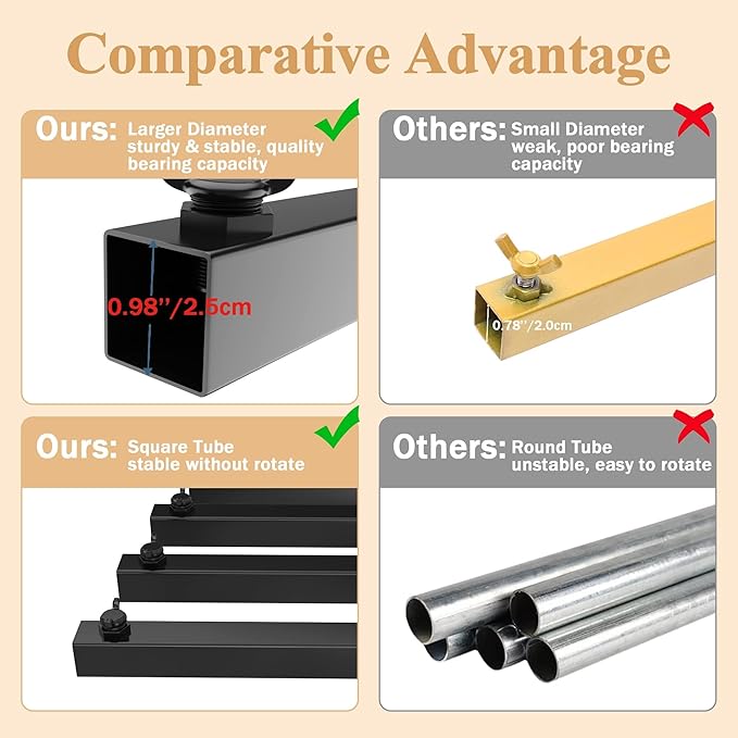 Wokceer Metal Heavy Duty Backrop Stand Square 8x8FT Adjustable Pipe and Drape - Image 6