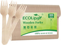 ECOLipak 300 Count Wooden Forks Disposable, Wooden Disposable Compostable Forks by ECOLipak