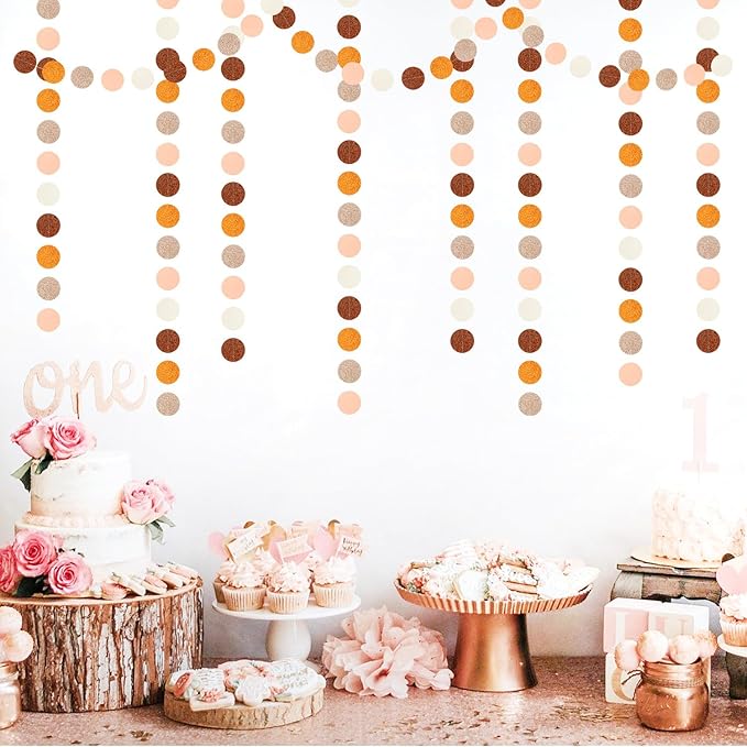 Orange Brown Rose-Gold Party-Decorations Streamers-Garland - 52ft Boho Fall - Image 4