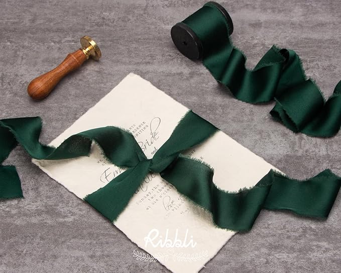 Ribbli Forest Green Silk Satin Ribbon 1.5 Inch x 12 Yard - Image 3
