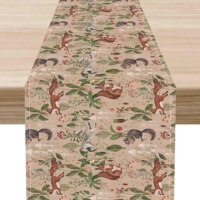 Rustic Woodland Table Runner, Farmhouse Forest Animals Country Lodge Wild by Unknown